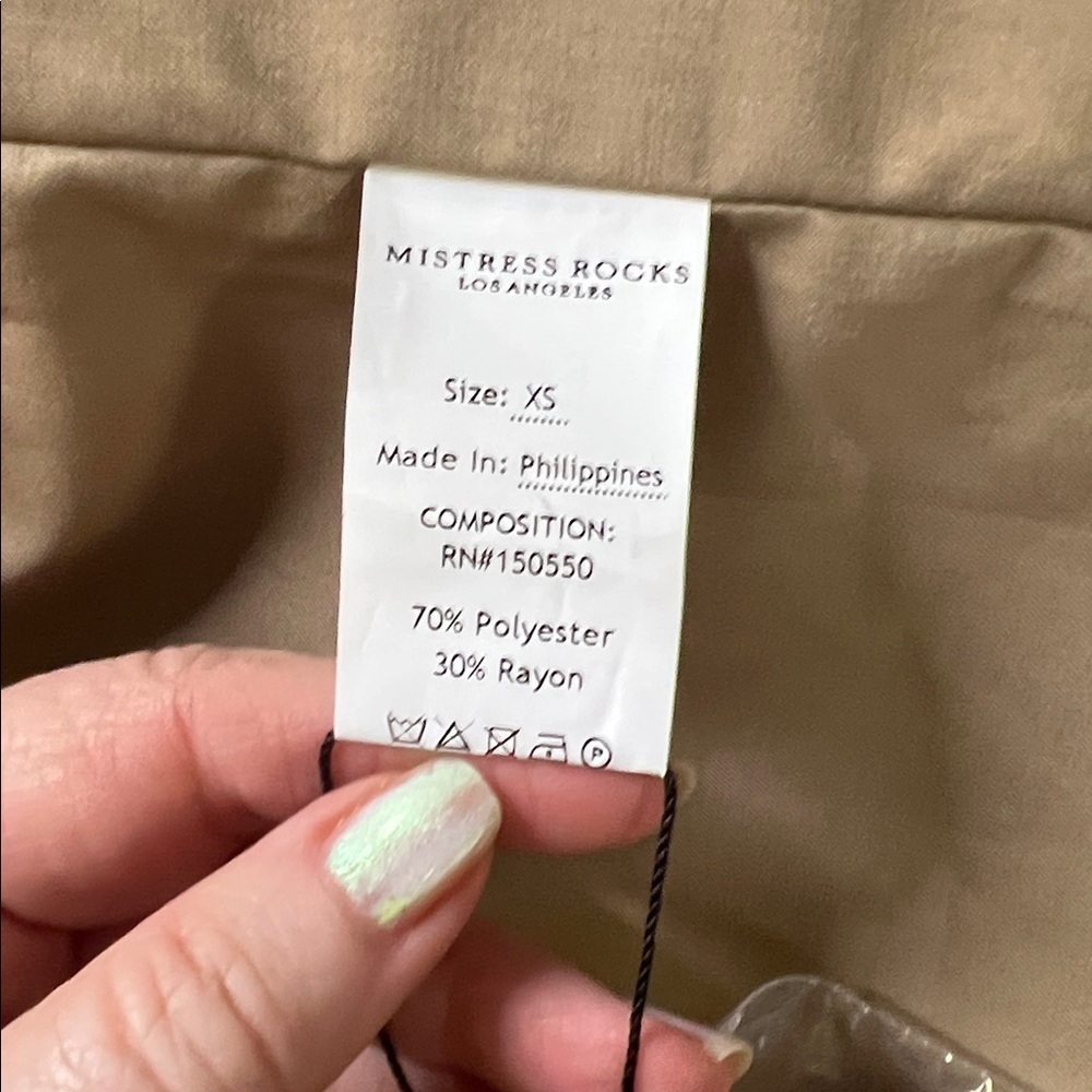 Mistress Rocks Stylish Tan Mini Dress - Picture 4 of 8